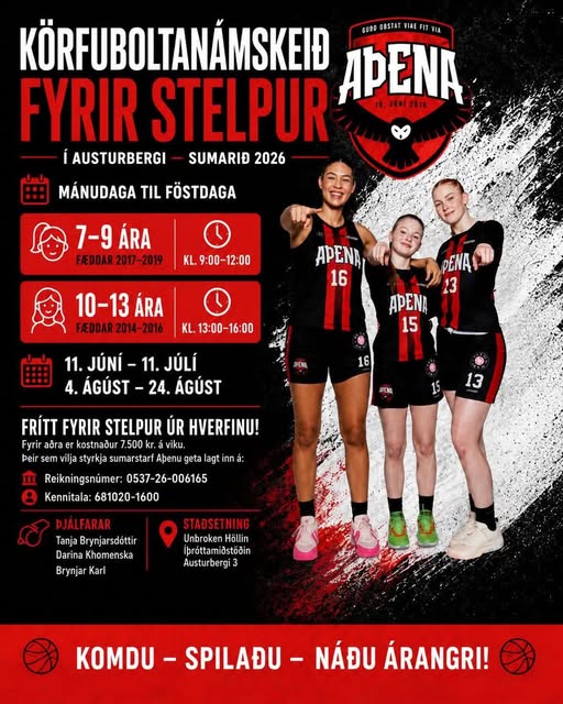 Aþena Körfuboltanámskeið fyrir Stelpur 2026