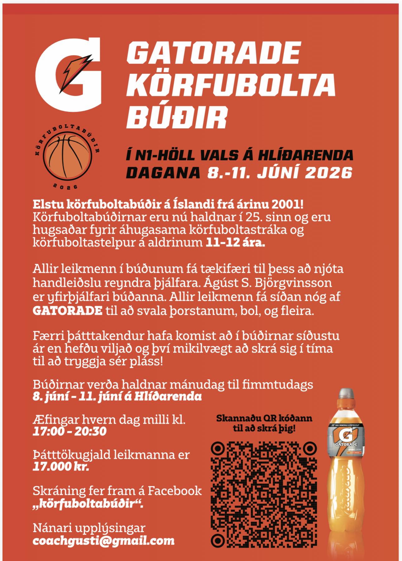 Gatorade Körfuboltabúðirnar í N1-Höll Vals á Hlíðarenda 2026