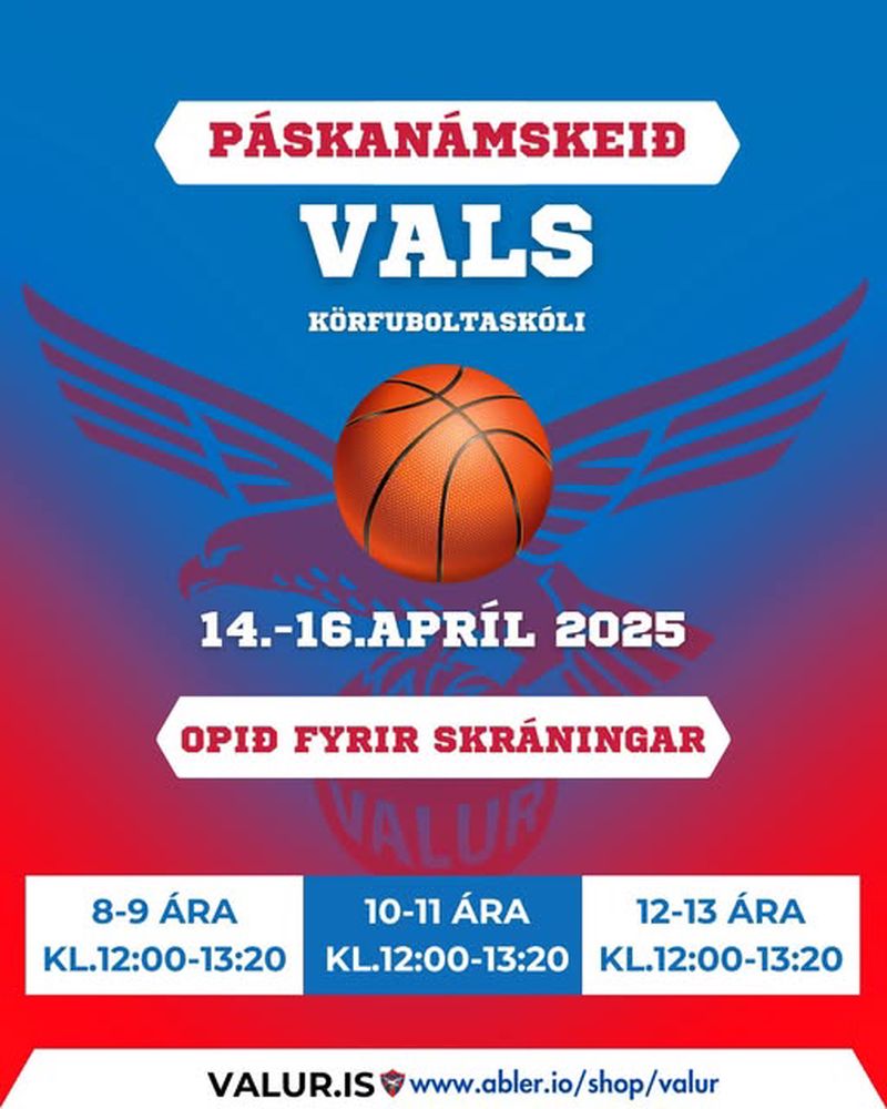 Páskanámskeið Vals í körfubolta 14.–16. apríl preview image